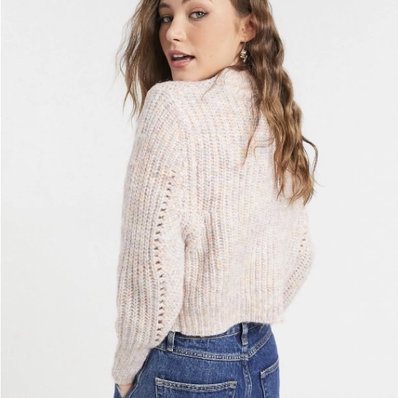 TOPSHOP HEATHER PINK (MULTI COLOR) CROP SWEATER SIZE LARGE - Picture 2 of 10